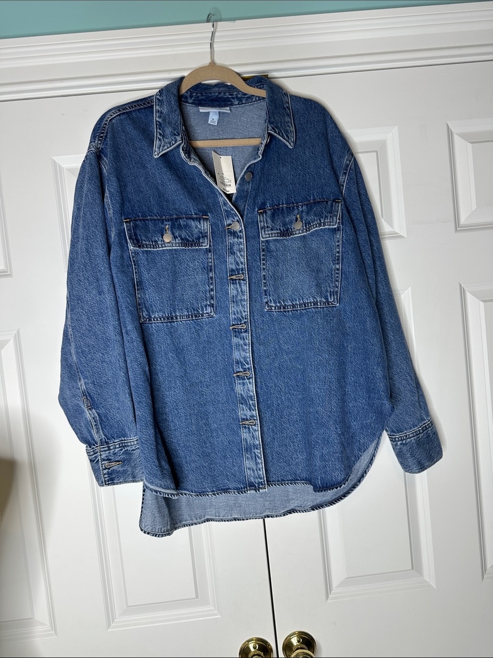 NWT Parke x Target Women's Long Sleeve Denim Shacket - Medium Wash Size XL - Picture 4 of 7